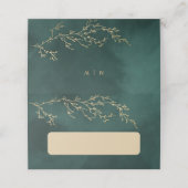 Emerald Green & Gold Botanische bruiloft Plaatskaartje (Buitenkant ongevouwen)