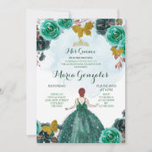 Emerald Green & Gold Butterfly Mis Quince 2 Kaart (Voorkant)