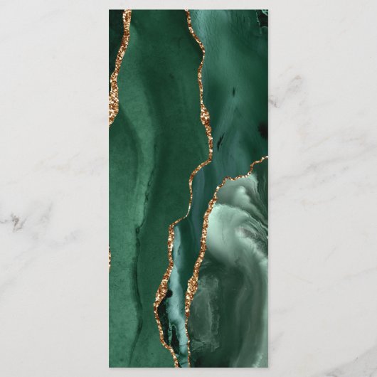 Emerald Green Gold Champagne Wedding Menu (Achterkant)