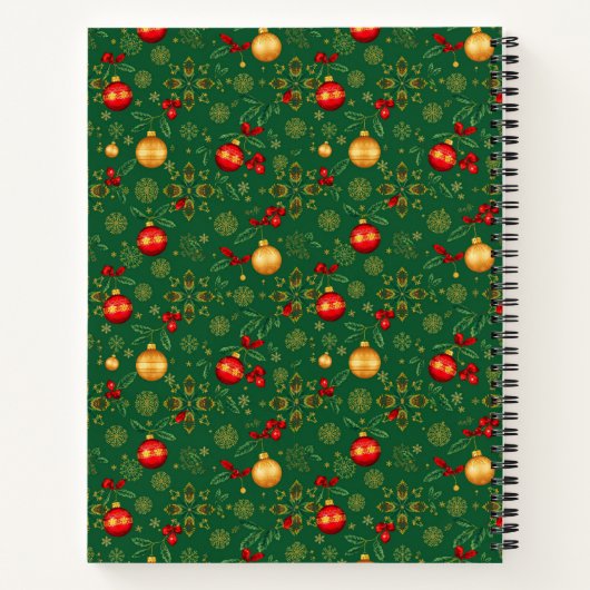 Emerald Green & Gold Christmas Hardcover Journal Notitieboek (Achterkant)