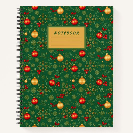 Emerald Green & Gold Christmas Hardcover Journal Notitieboek (Voorkant)