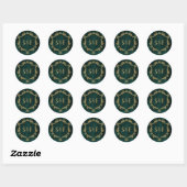 Emerald Green Gold Crest Monogram Envelope Seal Ronde Sticker (Vel)