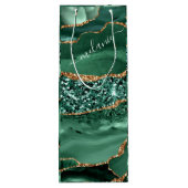 Emerald Green Gold Custom Naam Wijn Gift Bag Cadeautas (Achterkant)
