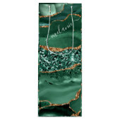 Emerald Green Gold Custom Naam Wijn Gift Bag Cadeautas (Voorkant)