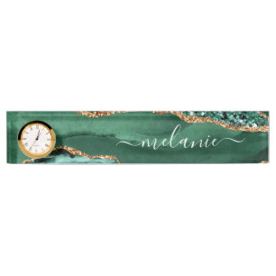 Emerald Green Gold Custom Name Desk Bord Klok Naambordje