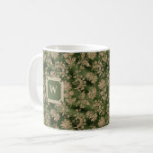  Emerald Green Gold Damask met Monogram Koffiemok (Voorkant links)