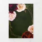 Emerald Green Gold Dark Floral Trifold Wedding Drieluik Uitnodiging (Cover)