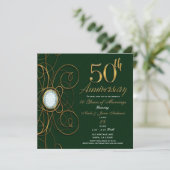 Emerald Green & Gold Diamond 50 50e Jubileum Kaart (Staand voorkant)