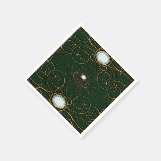 Emerald Green & Gold Diamond Jubileum Party Servet (Hoek)