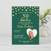 Emerald Green & Gold Elegant 50e verjaardag Kaart (Staand voorkant)