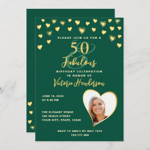 Emerald Green & Gold Elegant 50e verjaardag Kaart