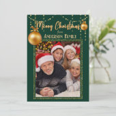 Emerald Green&Gold Elegant één foto Kerstmis Feestdagenkaart (Staand voorkant)