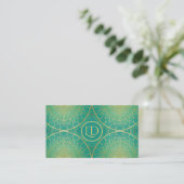 Emerald Green Gold Elegant Light Mandala Visitekaartje (Staand voorkant)