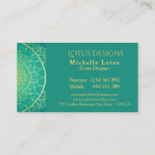Emerald Green Gold Elegant Light Mandala Visitekaartje (Achterkant)