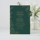 Emerald Green Gold Elegante QR Code Huwelijk Kaart (Staand voorkant)