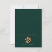 Emerald Green Gold Elegante QR Code Huwelijk Kaart (Achterkant)