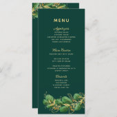 Emerald Green & Gold Eucalyptus Greenery Wedding Menu (Voorkant / Achterkant)