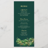 Emerald Green & Gold Eucalyptus Greenery Wedding Menu (Voorkant)