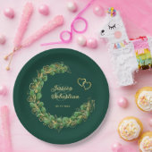 Emerald Green & Gold Eucalyptus Jewel Tone Weddens Papieren Bordje (Feest)