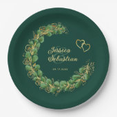Emerald Green & Gold Eucalyptus Jewel Tone Weddens Papieren Bordje (Voorkant)