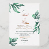 Emerald Green & Gold Eucalyptus Weddenschap Folie Uitnodiging (Voorkant)