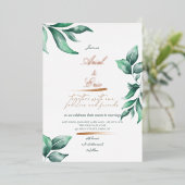 Emerald Green & Gold Eucalyptus Weddenschap Folie Uitnodiging (Staand Voorkant)