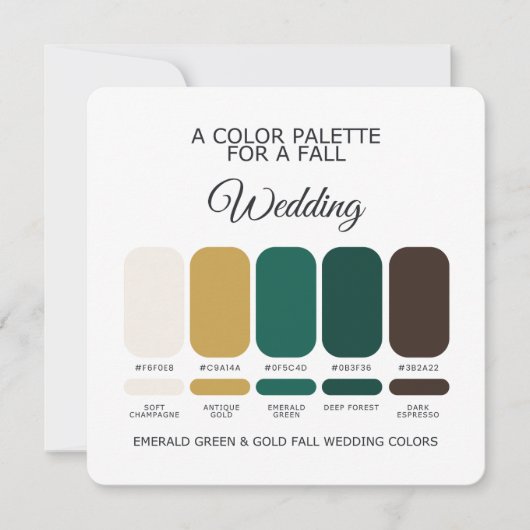 Emerald Green Gold Fall Wedding Palette 2026 Card Kaart (Voorkant)