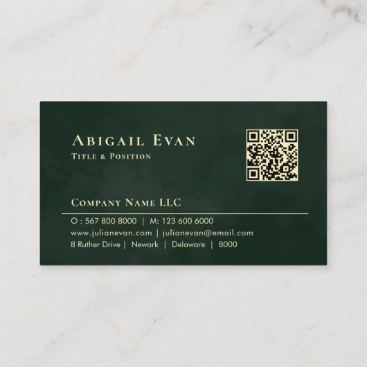 Emerald Green Gold Feather Logo Notary Service Visitekaartje (Achterkant)