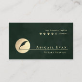 Emerald Green Gold Feather Logo Notary Service Visitekaartje (Voorkant)