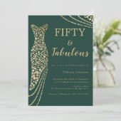 Emerald Green & Gold Fifty & Fab 50e verjaardag Kaart (Staand voorkant)