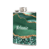 Emerald Green Gold Flask met aangepaste naam Heupfles (Links)