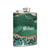 Emerald Green Gold Flask met aangepaste naam Heupfles (Rechts)