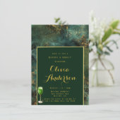 Emerald Green & Gold Fleck Brunch en Bubble Kaart (Staand voorkant)