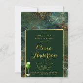 Emerald Green & Gold Fleck Brunch en Bubble Kaart (Voorkant)