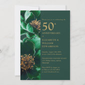 Emerald Green Gold Floral 50e Jubileum Foto Kaart (Voorkant)