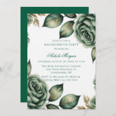 Emerald Green & Gold Floral Bachelorette Party Kaart (Voorkant / Achterkant)
