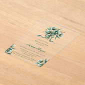 Emerald Green & Gold Floral Bridal Shower Acryl Uitnodigingen (Laagn)