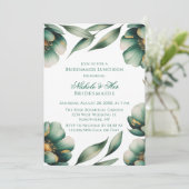 Emerald Green & Gold Floral Bridesmaids Luncheon Kaart (Staand voorkant)