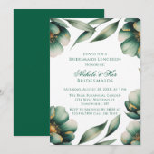 Emerald Green & Gold Floral Bridesmaids Luncheon Kaart (Voorkant / Achterkant)