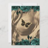 Emerald Green Gold Floral Butterfly Quinceañera Kaart (Achterkant)