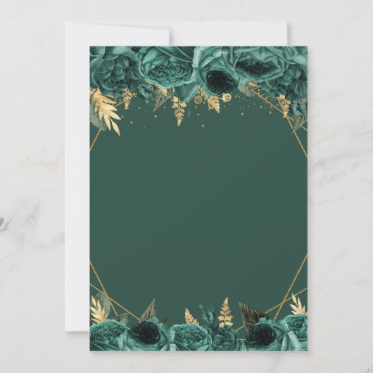 Emerald Green Gold Floral Butterfly SWEET 16 Kaart (Achterkant)