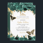Emerald Green Gold Floral Butterfly SWEET 16 Kaart<br><div class="desc">Elegant Emerald Green Gold Floral Butterflies SWEET 16</div>