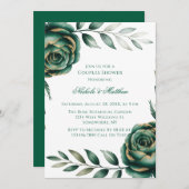 Emerald Green & Gold Floral Couples Shower Kaart (Voorkant / Achterkant)