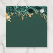 Emerald Green Gold Floral Elegant Quinceanera Bedankjes Labels (Achterkant)