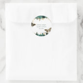 Emerald Green Gold Floral Elegant Quinceanera Ronde Sticker (Tas)