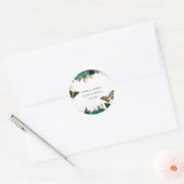 Emerald Green Gold Floral Elegant Quinceanera Ronde Sticker (Envelop)