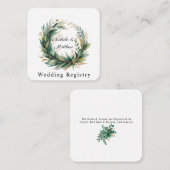 Emerald Green & Gold Floral Frame Wedding Registry Informatiekaartje (Voorkant / Achterkant)