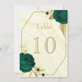 emerald green gold floral geometric table number kaart (Voorkant)