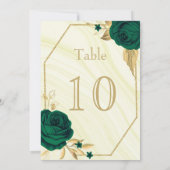 emerald green gold floral geometric table number kaart (Achterkant)