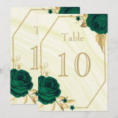 emerald green gold floral geometric table number kaart (Voorkant / Achterkant)